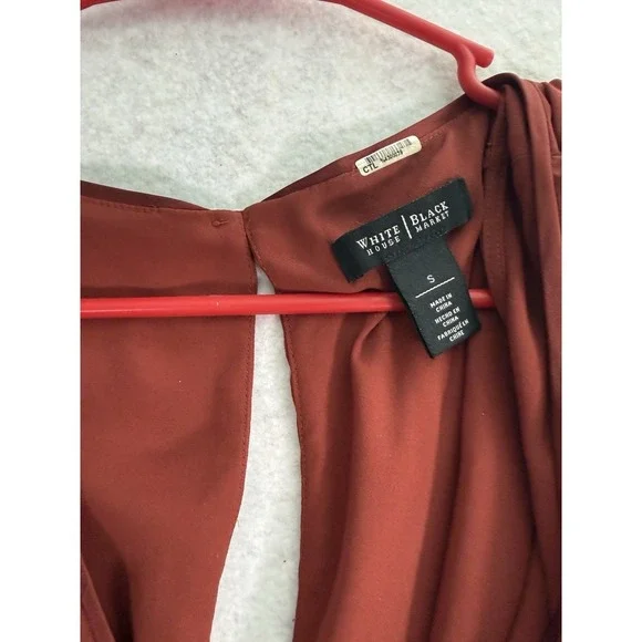White House Black Market Rust Layered Kimono Sleeve Flowy Top Shirt S - Picture 6 of 10